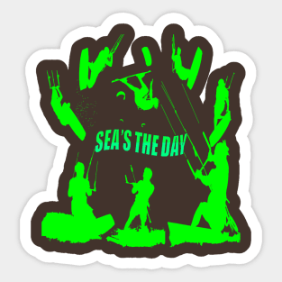 Kitesurfer Pattern Lime Green Silhouette Seas The Day Fun Pun Sticker